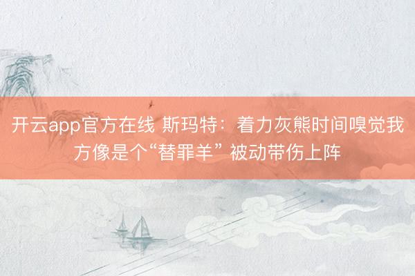 开云app官方在线 斯玛特：着力灰熊时间嗅觉我方像是个“替罪羊” 被动带伤上阵