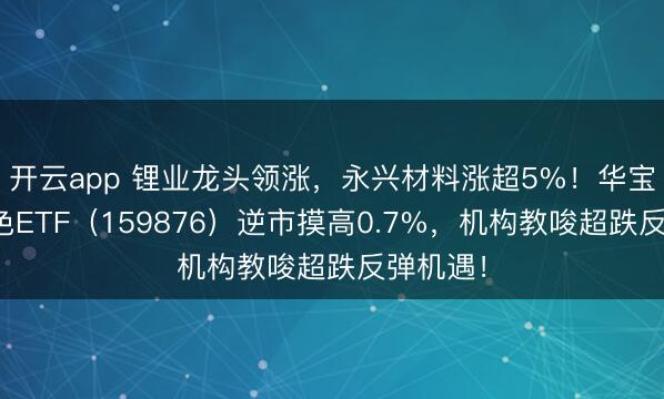 开云app 锂业龙头领涨，永兴材料涨超5%！华宝基金有色ETF（159876）逆市摸高0.7%，机构教唆超跌反弹机遇！
